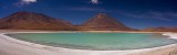 crw_3144-6-pano Bright green Laguna Verde (4400 m / 14435 ft) with Volcan Licancabur (right, 5916 m / 19409 ft) and Volcan Juriques (5740 m / 18832 ft) in the background.
