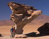 crw_3253 Serene and I at the Arbol de Piedra (stone tree, 4412 m / 14475 ft) in the Siloli Desert.