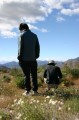 deathvalley07-n2 Xuanming and I checking out the small clusters of flowers that we first came across. Taken by Nancy.