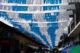 _mg_0091 Blue and white banners over the market in Chichicastenango.