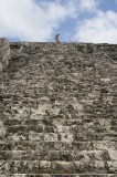 _mg_0481 Serene descending from the tallest pyramid in the East Acropolis in Yaxha.
