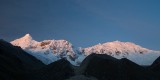 _mg_2084 Tocllaraju (6032 m) left and Palcaraju (6274 m) at sunset from Ishinca base camp.