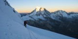 img_0293 Eu-Jin gaining the northwest ridge of Tocllaraju with Ranrapalca (6162 m) in the background.