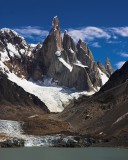 crw_4143 From left: Cerro Torre (3102 m), Egger (2900 m), and Standhardt (2800 m) perched over Laguna Torre.