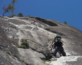 crw_5746 Danielle heading up the third pitch of the Nutcracker while belayed by Matt in the background.