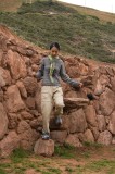 _mg_9452 Serene descending the Inca steps along the side of the terrace wall.